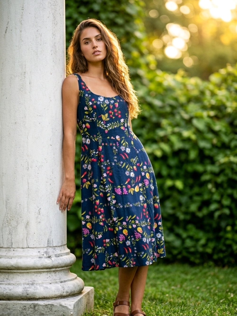 Old Navy NWT Plus Size 2x Navy Floral Sleeveless Maxi Sundress Cottagecore